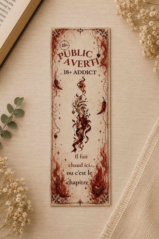 Marque-page « Public Averti – 18+ Addict »